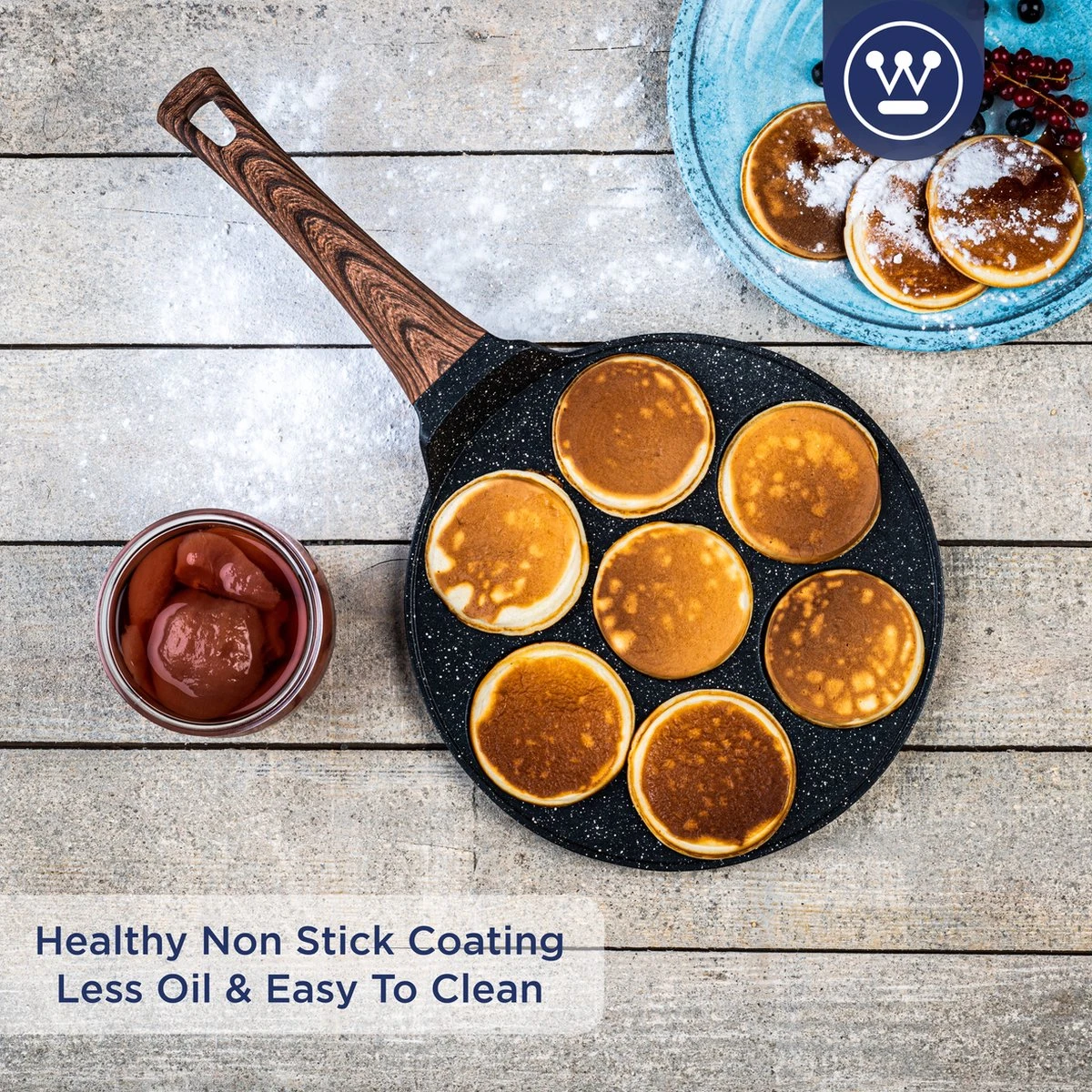 Westinghouse Pannenkoekpannenset Marble Wood - ø 26 En 28 Cm - Inductie En Alle Andere Warmtebronnen 4 Westinghouse Pannenkoekpannenset Marble Wood - ø 26 En 28 Cm - Inductie En Alle Andere Warmtebronnen - Afbeelding 2