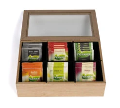 Sakura Tea Theedoos - Hout - 6-vaks - Met Fluweel - 24 X 16 Cm -Keukenwinkel 3 6 vaks 7