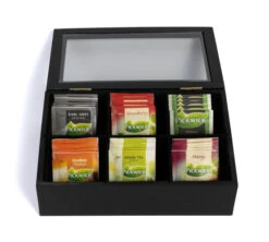 Sakura Tea Theedoos - Zwart - 6-vaks - Met Fluweel - 24 X 16 Cm -Keukenwinkel 3 6 vaks 8