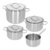 Demeyere - 4 Delige Pannenset (Kookpan ø 18 / 20 / 24 Cm + Steelpan ø 16 Cm) + Deksels Resto 3 - RVS 1 Demeyere - 4 Delige Pannenset (Kookpan ø 18 / 20 / 24 Cm + Steelpan ø 16 Cm) + Deksels Resto 3 - RVS -Keukenwinkel 5412191880173 SET88017