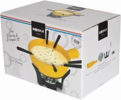 Boska Fondueset Cheesy - 6 Personen - Geel/zwart - 1.3 Liter -Keukenwinkel 853512 fondue cheesy 1
