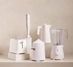 Alessi Broodrooster Plissé + Alessi Waterkoker Plissé 1.7 Liter - Wit - Michele De Lucchi -Keukenwinkel Alessi Plisse Wit