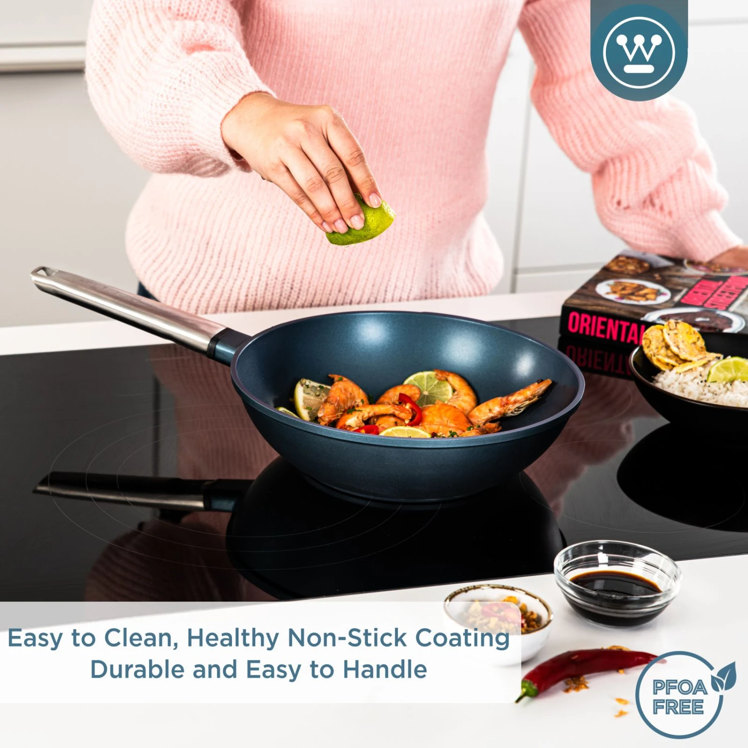 Westinghouse Wokpan Performance - Bravery Blue - ø 28 Cm - Standaard Anti-aanbaklaag 14 Westinghouse Wokpan Performance - Bravery Blue - ø 28 Cm - Standaard Anti-aanbaklaag - Afbeelding 12