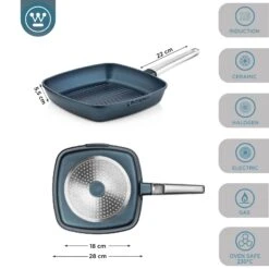 Westinghouse Grillpan Performance - Bravery Blue - 28 X 28 Cm - Standaard Anti-aanbaklaag 13 Westinghouse Grillpan Performance - Bravery Blue - 28 X 28 Cm - Standaard Anti-aanbaklaag -Keukenwinkel WCFP0095G28BL 3