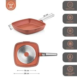 Westinghouse Grillpan Performance - Rebel Red - 28 X 28 Cm - Standaard Anti-aanbaklaag -Keukenwinkel WCFP0095G28OR 3
