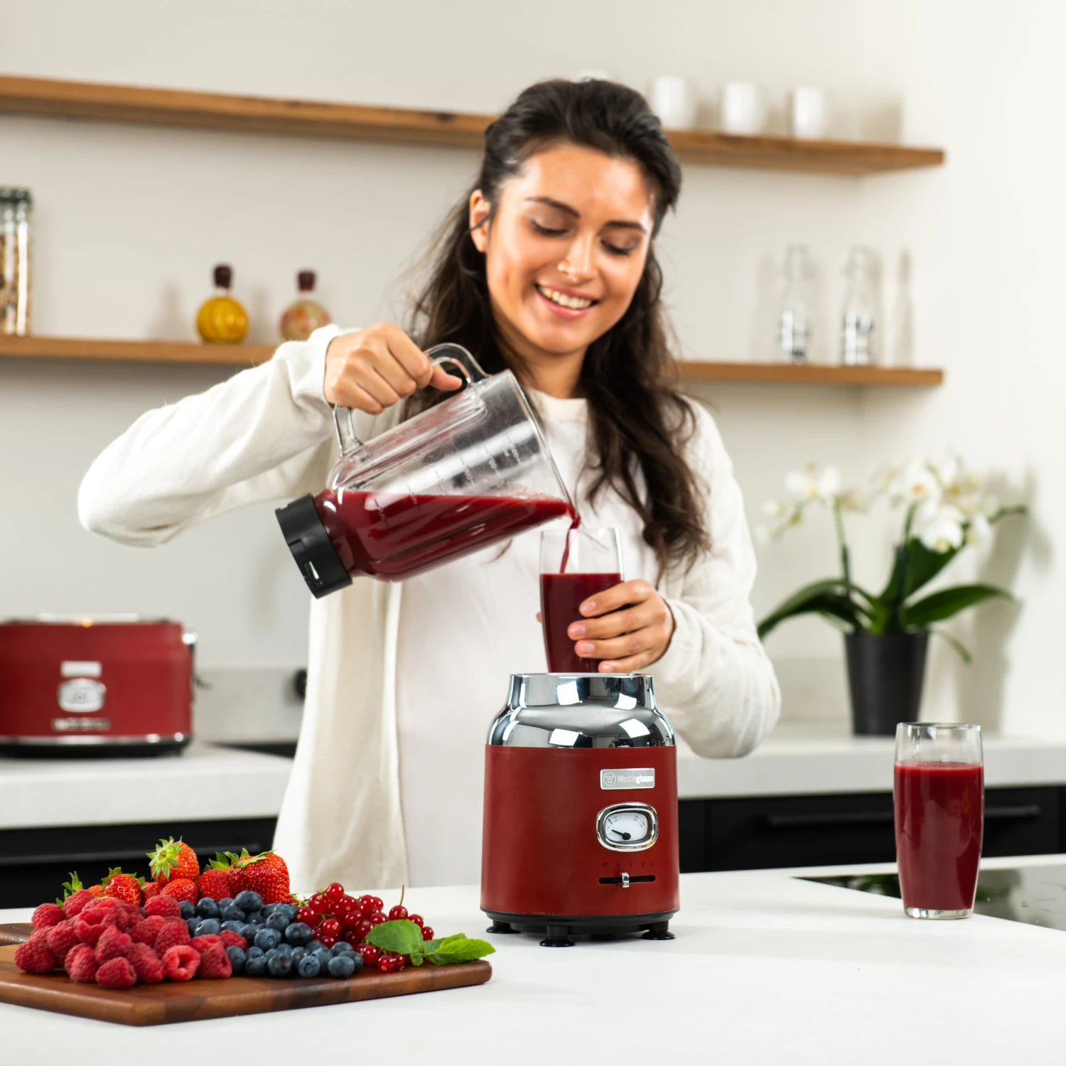 Westinghouse Blender Retro Collections - Cranberry Red - 1.5 Liter - WKBE221RD 10 Westinghouse Blender Retro Collections - Cranberry Red - 1.5 Liter - WKBE221RD - Afbeelding 8