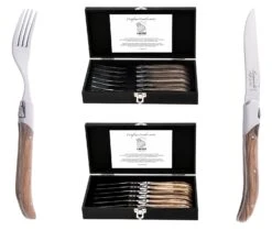 Laguiole Style De Vie Steakvorken Luxury Line Olijfhout 6 Stuks -Keukenwinkel set olijfhout gr