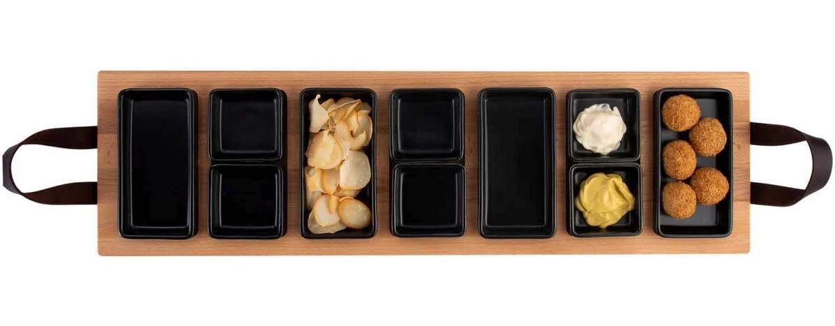 Bowls & Dishes Serveerplank / Tapasplank Streetfood 7-vaks Zwart - XXL 5 Bowls & Dishes Serveerplank / Tapasplank Streetfood 7-vaks Zwart - XXL - Afbeelding 3
