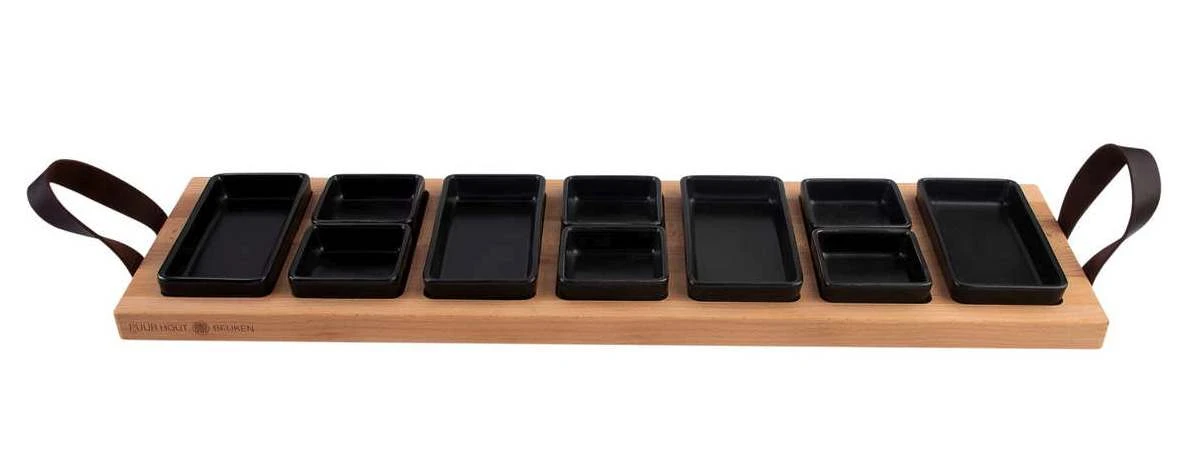 Bowls & Dishes Serveerplank / Tapasplank Streetfood 7-vaks Zwart - XXL 4 Bowls & Dishes Serveerplank / Tapasplank Streetfood 7-vaks Zwart - XXL - Afbeelding 2